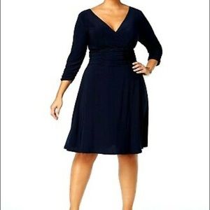 NY Collection Plus Size Womens Ruched A-line Dress